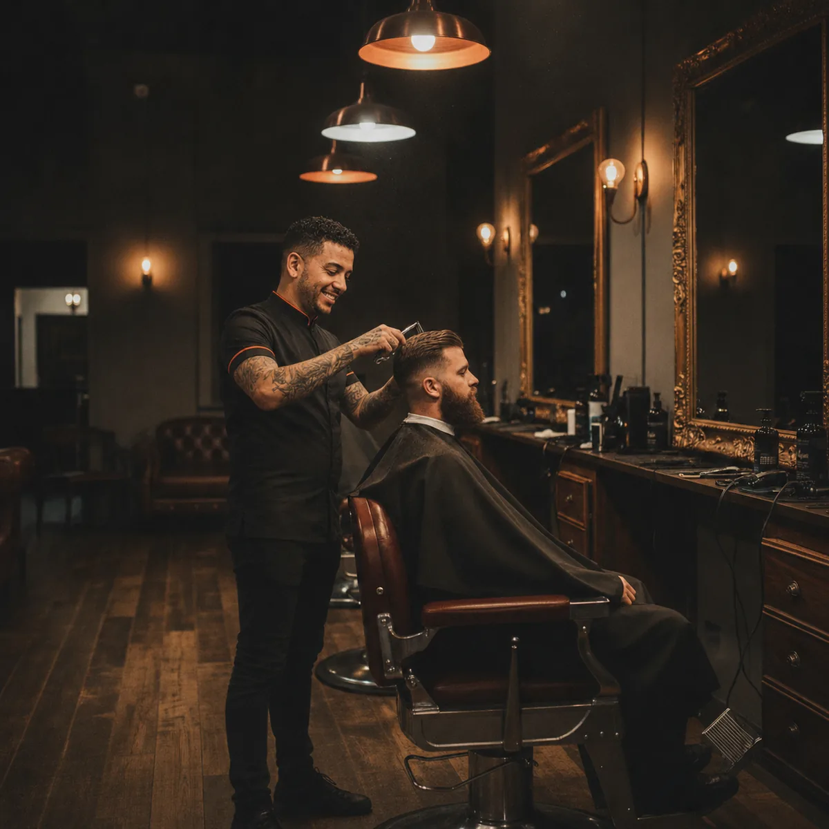 Barbeiro em ação na Mr. Jackson Barbearia